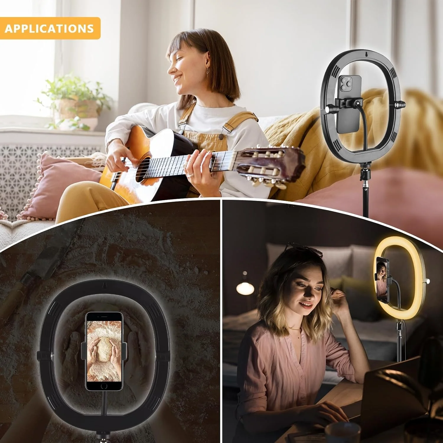10-Inch LED Ring Light Foldable with 1.1m Tripod Stand +O-Clamp,3 adjustable lighting modes for Photography, Live Stream, Makeup — 10-inch LED ring light