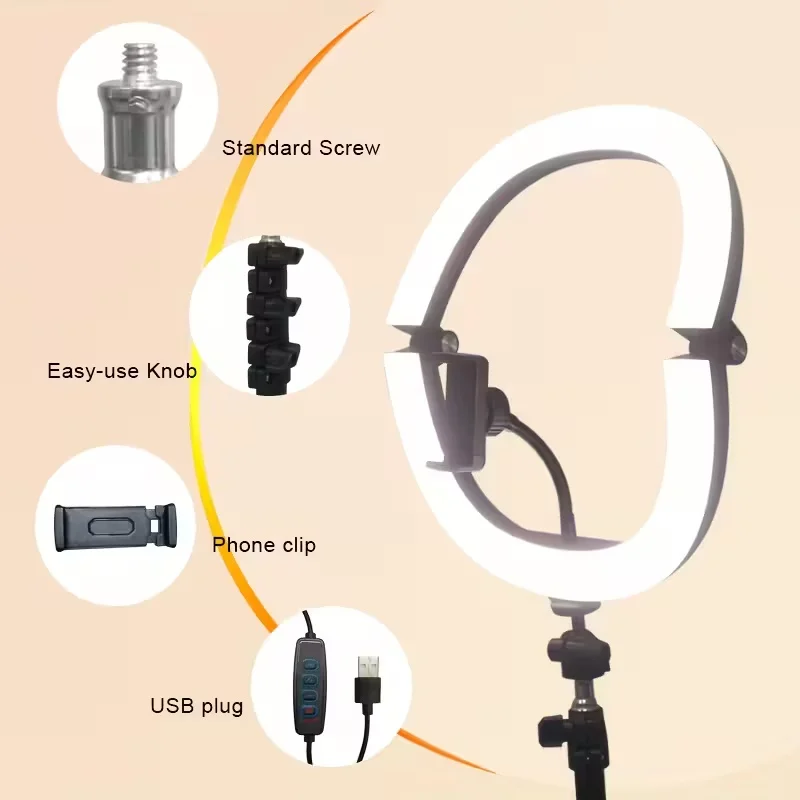 10-Inch LED Ring Light Foldable with 1.1m Tripod Stand +O-Clamp,3 adjustable lighting modes for Photography, Live Stream, Makeup — 10-inch LED ring light