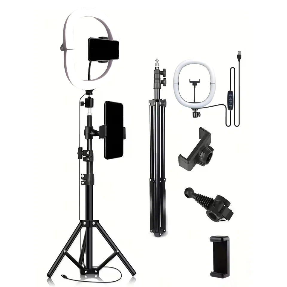 10-Inch LED Ring Light Foldable with 1.1m Tripod Stand +O-Clamp,3 adjustable lighting modes for Photography, Live Stream, Makeup — 10-inch LED ring light